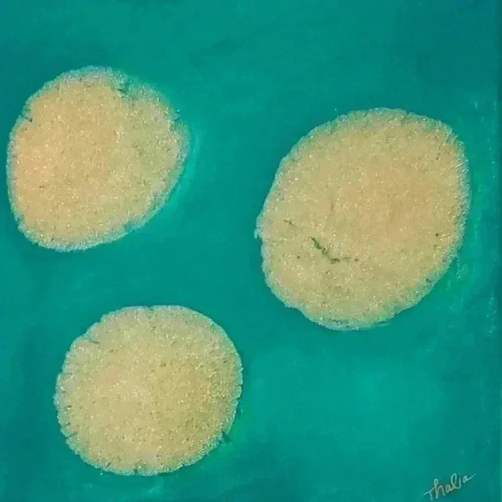 "Golden Prosperity Orbs" Resin on Canvas